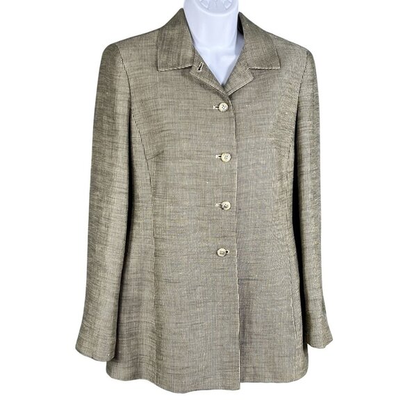 Rena Rowan Womens 4 Linen Blend Pinstripe 2-Piece Pant Suit Set Career Wear - Picture 3 of 16